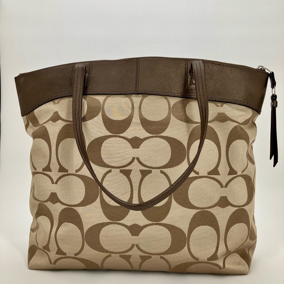 COACH Brown Metallic Laura Signature #18335 Leather Tote Bag - Picture 4 of 13